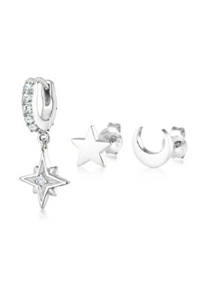 Elli Ohrring-Set »Stardust 3er Set Kristalle 925 Silber«