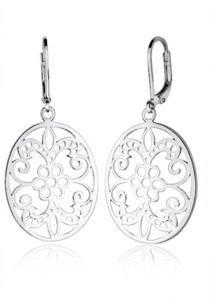 Elli Paar Ohrhänger »Ornament Blume Orientalisch Oval 925 Silber«