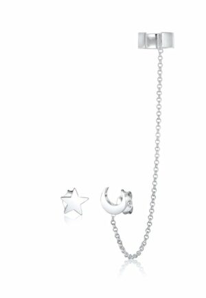 Elli Paar Ohrhaken »Earcuff Astro Sterne Halbmond Blogger 925 Silber«