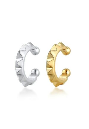 Elli Paar Ohrhaken »Earcuff Set Geo Look Bi-Color Pyramide 925 Silber«