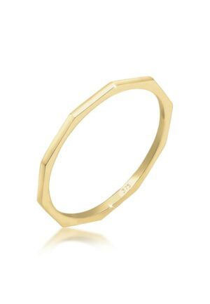 Elli Premium Fingerring »Bandring Geo Basic Minimal Look 375er Gelbgold«