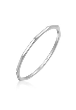 Elli Premium Fingerring »Bandring Geo Basic Minimal Look 585 Weißgold«