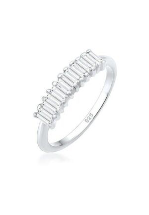 Elli Premium Fingerring »Bandring Geo Rechteck Topas Edelstein 925er Silber«