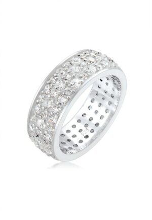 Elli Premium Fingerring »Bandring Microsetting Zirkonia Kristall 925 Silber«