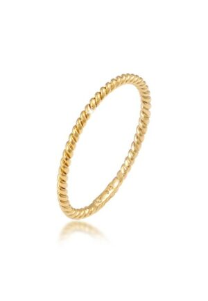 Elli Premium Fingerring »Basic Twisted Gedreht Minimal Look 375 Gelbgold«