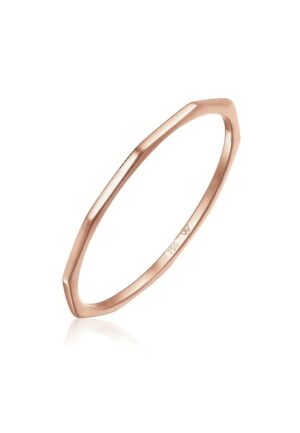 Elli Premium Fingerring »Geo Eckig Trend Basic Minimal Look 750er Roségold«