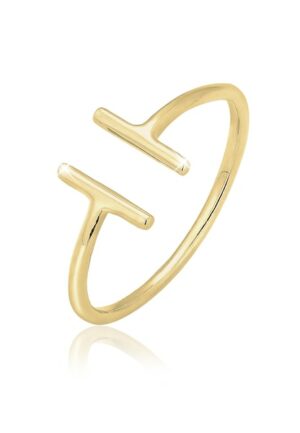 Elli Premium Fingerring »Geo Trend Look Statement Offen 375 Gelbgold«