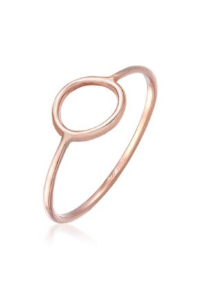 Elli Premium Fingerring »Kreis Geo Design Stacking Basic Trend 750 Roségold«