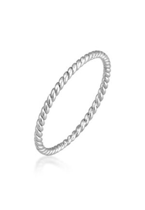 Elli Premium Fingerring »Twisted Gedreht Basic Minimal Look 585 Weißgold«