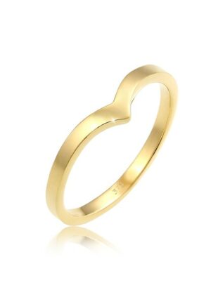 Elli Premium Fingerring »V-Form Stapelring Geo Look Modern 375 Gelbgold«