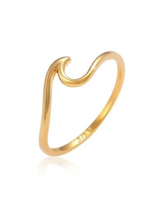 Elli Premium Fingerring »Wellen Wave Strand Maritim 375 Gelbgold«