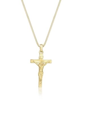 Elli Premium Kette mit Anhänger »Kreuz Klassisch Glaube Jesus Kommunion 375 Gelbgold«