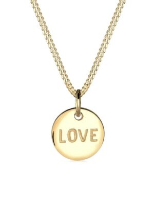 Elli Premium Kette mit Anhänger »Love-Schriftzug Liebe Wording 585 Gelbgold«