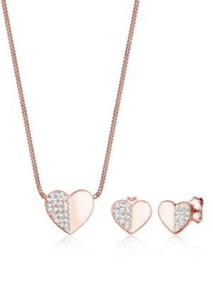 Elli Schmuckset »Herz Liebe Kristalle 925 Silber Playful«