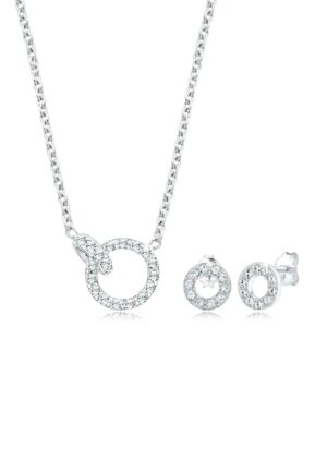 Elli Schmuckset »Kette Stecker Geo Kristalle 925 Silber«