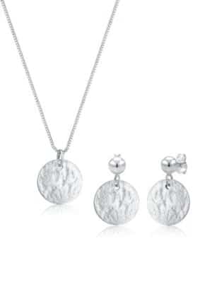 Elli Schmuckset »Plättchen Organic Kette Ohrhänger 925 Silber«