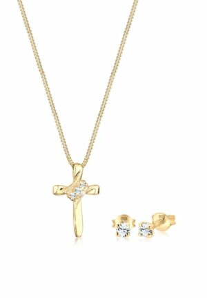 Elli Schmuckset »Religion Kreuz Kristalle 925 Silber«