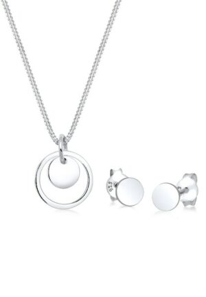 Elli Schmuckset »Rund Plättchen Kette Ohrstecker 925 Silber«