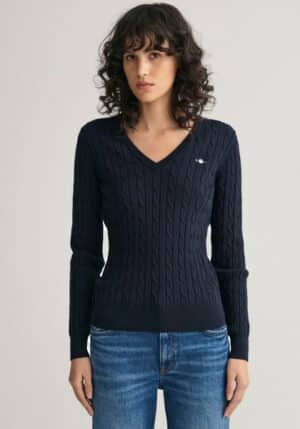 Gant Strickpullover »STRETCH COTTON CABLE V-NECK«