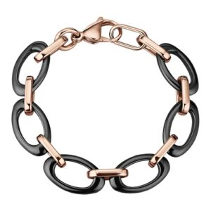 Jacques Lemans Armband »Edelstahl rosévergoldet mit schwarzem Keramik«