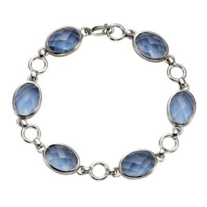 Jamelli Armband »925 Silber rhodiniert Quarz blau (beh.)«