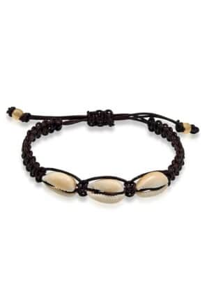 Kuzzoi Armband »Herren Kauri Muscheln Knoten Leder 925 Silber«