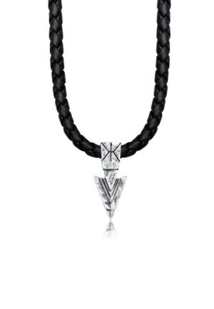 Kuzzoi Kette mit Anhänger »Herren Lederkette Arrow Pfeil Oxidiert 925 Silber«