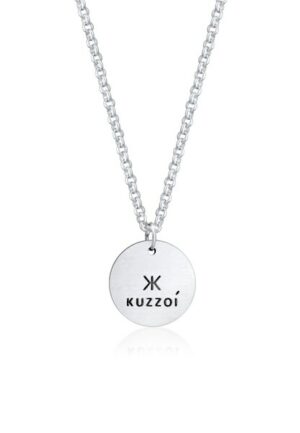 Kuzzoi Lange Kette »Herren mit Coin Anhänger Massiv matt 925 Silber«