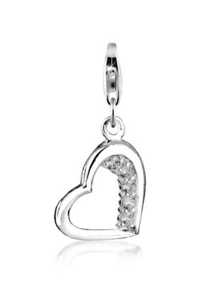 Nenalina Charm-Einhänger »Herz Motiv Anhänger Cubic Zirkonia 925 Silber«