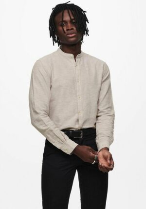 ONLY & SONS Langarmhemd »ONSCAIDEN LS SOLID LINEN MAO SHIRT NOOS«