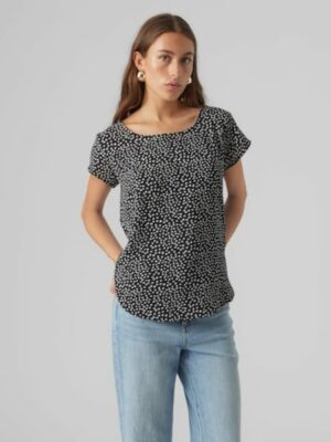 Vero Moda Kurzarmbluse »VMSAKI SS ZIP TOP AOP WVN GA NOOS«