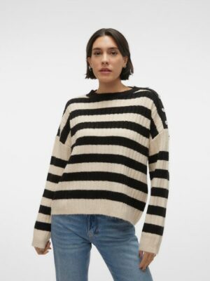 Vero Moda Rundhalspullover »VMELYA LS O-NECK BUTTON PULLOVER GA BOO«