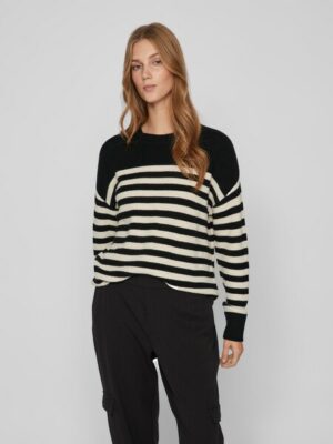 Vila Rundhalspullover »VIRIL RIB STRIPE L/S KNIT TOP - NOOS«