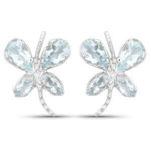 Vira Jewels Paar Ohrstecker »925-Sterling Silber rhodiniert Glänzend Aquamarine hellblau«