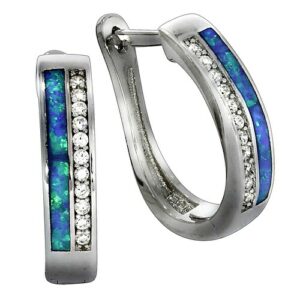 Vivance Paar Creolen »925/- Sterling Silber synth. Opal Zirkonia«