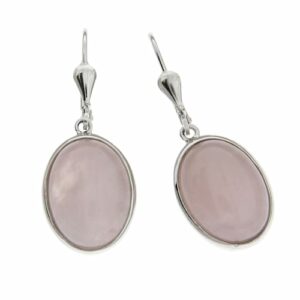 Zeeme Paar Ohrhaken »925/- Sterling Silber rhodiniert Rosenquartz«